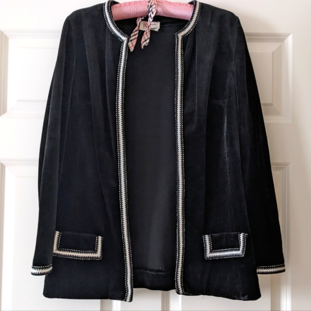 Vintage velour blazer longline R & K Originals jacket goth black gold white t…